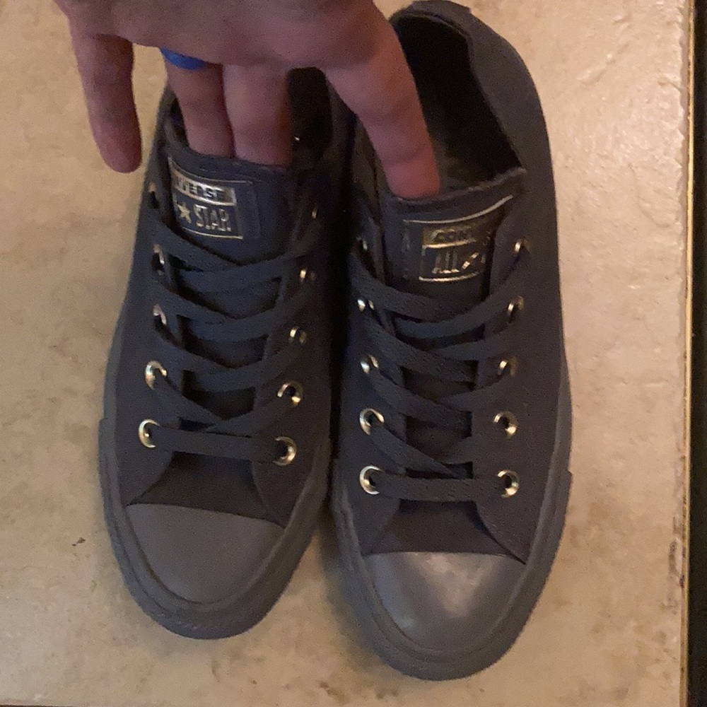 Grey Converse with Gold Eyelets and Gold Label